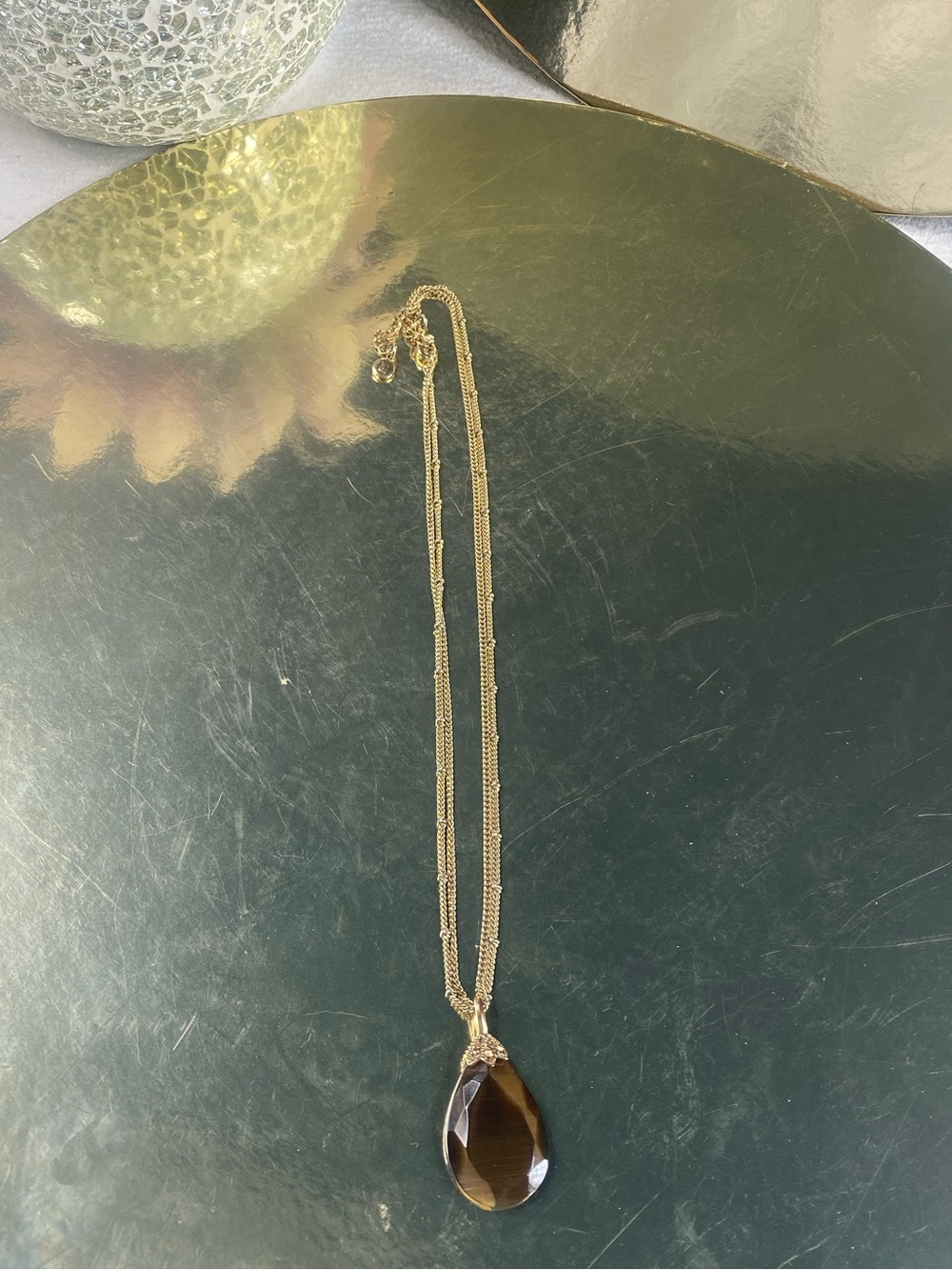 Liz Claiborne Necklace with Smoky Teardrop Pendant